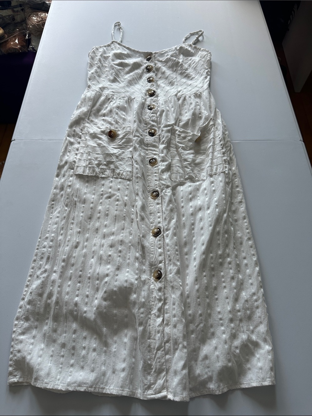 Z—White Embroidered Strap Summer Dress